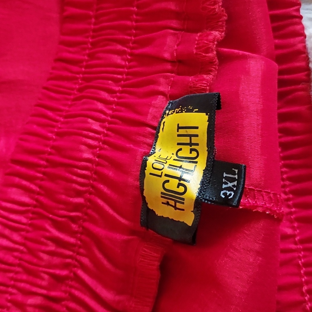 Love Highlight Dressy High Waist Red Ruffle Edge Pants With Elastic Waist Sz-3XL - Picture 5 of 6